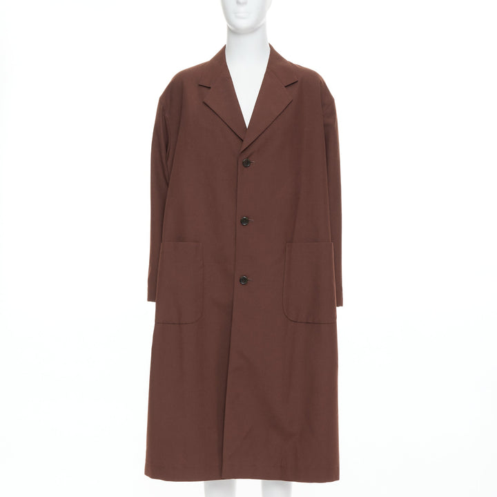 YOHJI YAMAMOTO Y's brown wool mohair single breast long boxy coat JP3 L
