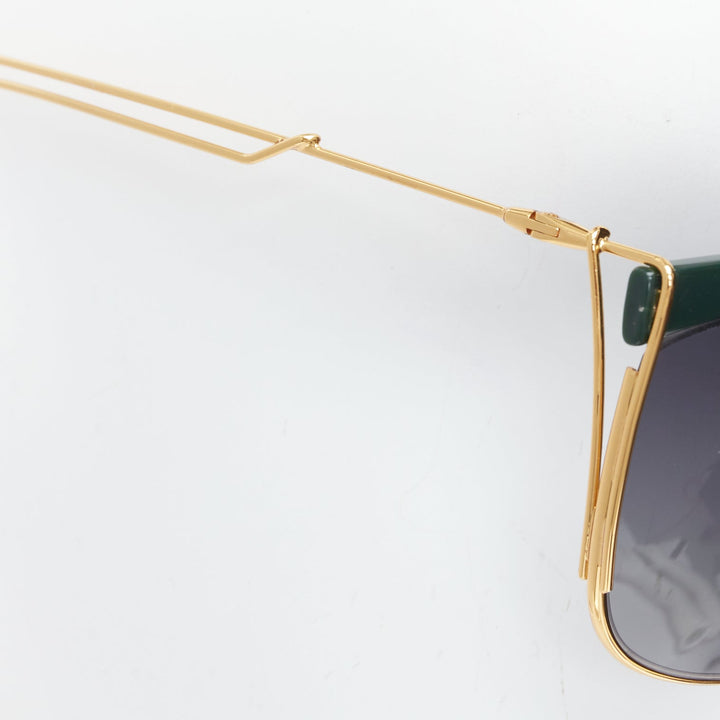 DIOR  So Electric green bridge gold trims gradient lens squoval sunnies