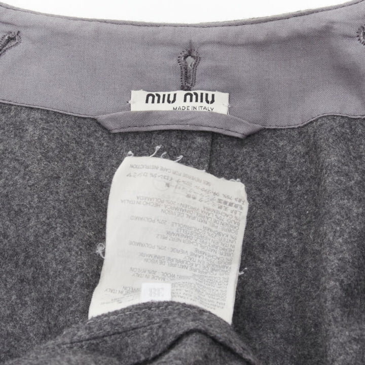 MIU MIU grey cashmere wool blend asymmetric button boxy coat IT38 XS