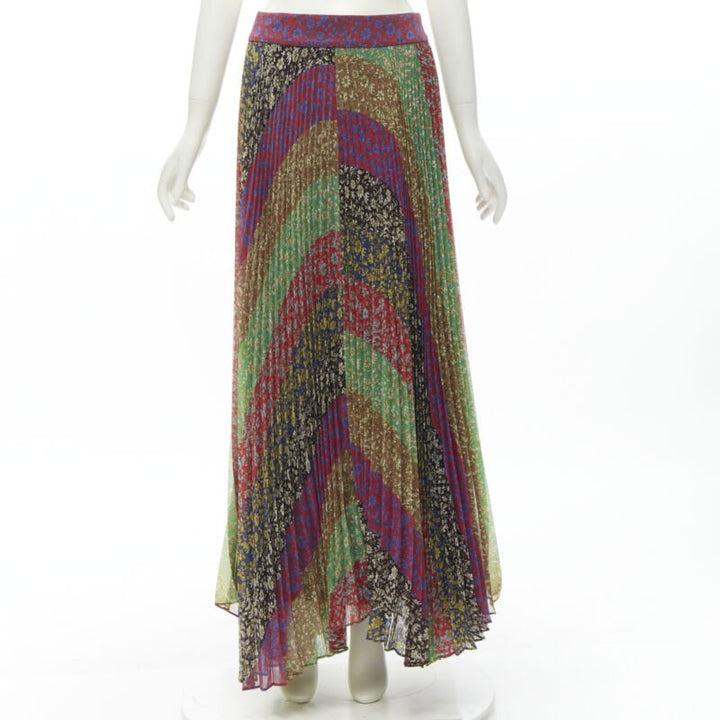 ALICE OLIVIA Jasmine Stripe multi paisley pleated long skirt US6 M