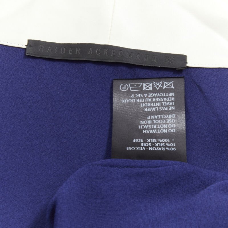 HAIDER ACKERMANN dark blue rayon black silk trimmed long robe jacket FR36 S