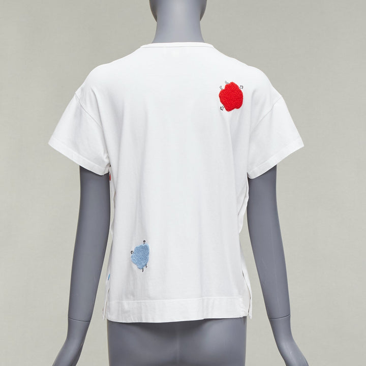 MIRA MIKATI Rainbow TRibe tufted sheep button side short sleeve tshirt FR34 XS
