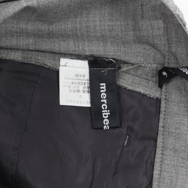 MERCIBEAUCOUP grey wool reversed back to front dropped crotch trousers JP3 L