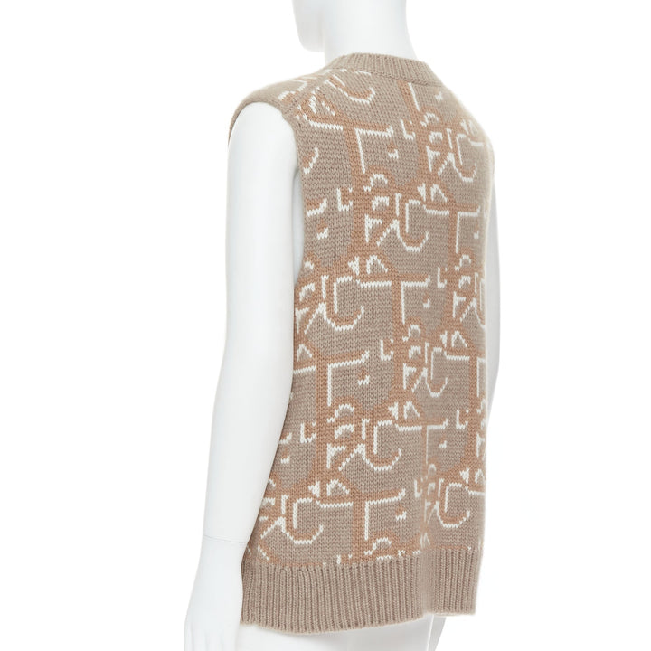 DIOR Travis Scott Cactus Jack 2022 beige 100% cashmere oblique vest sweater M