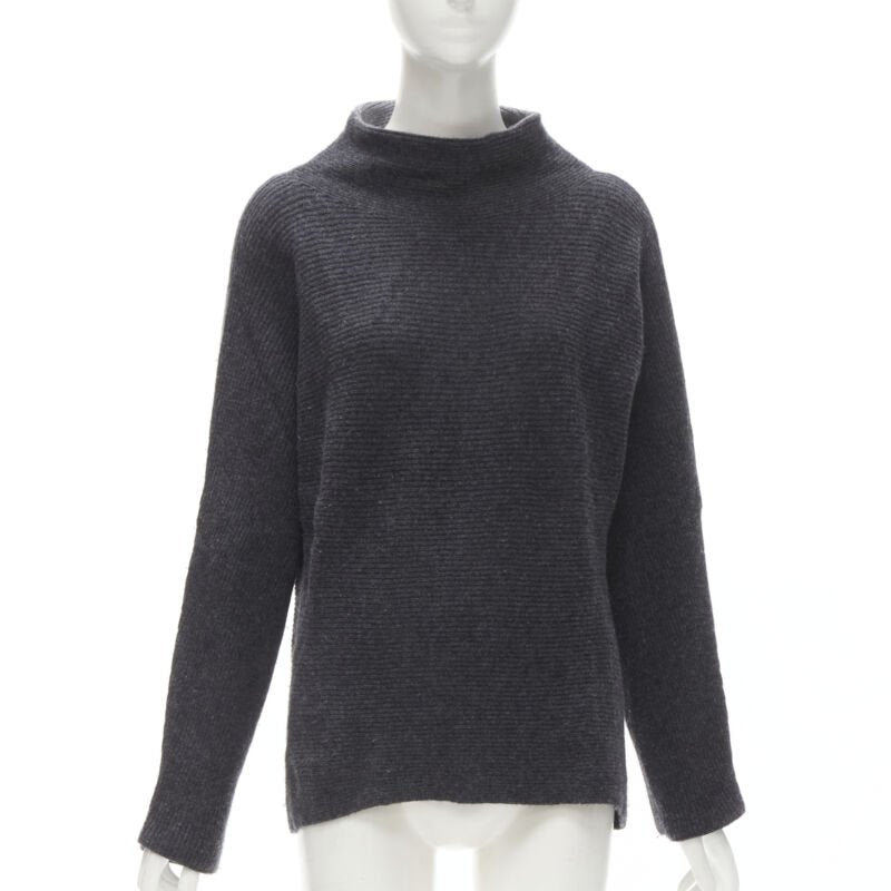 VINCE merino wool cashmere blend ribbed knit mock neck oversized sweater XS