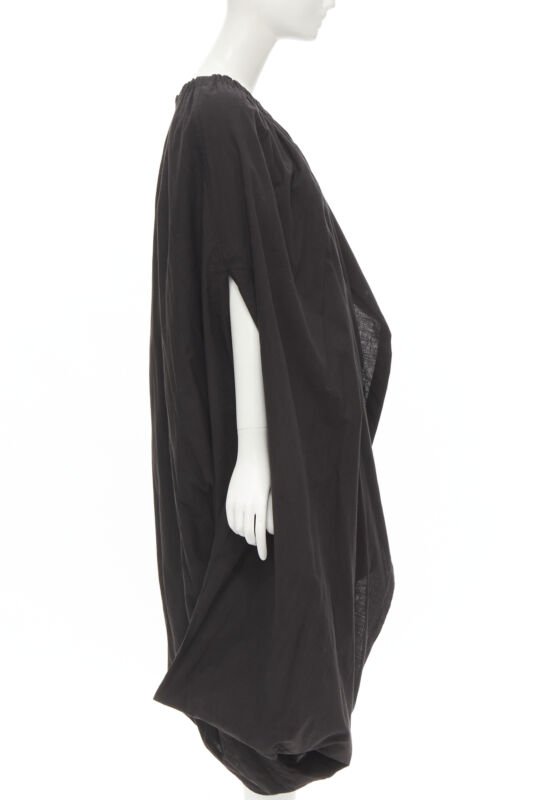 COMME DES GARCONS 1980's Vintage black washed asymmetric draped cocoon dress