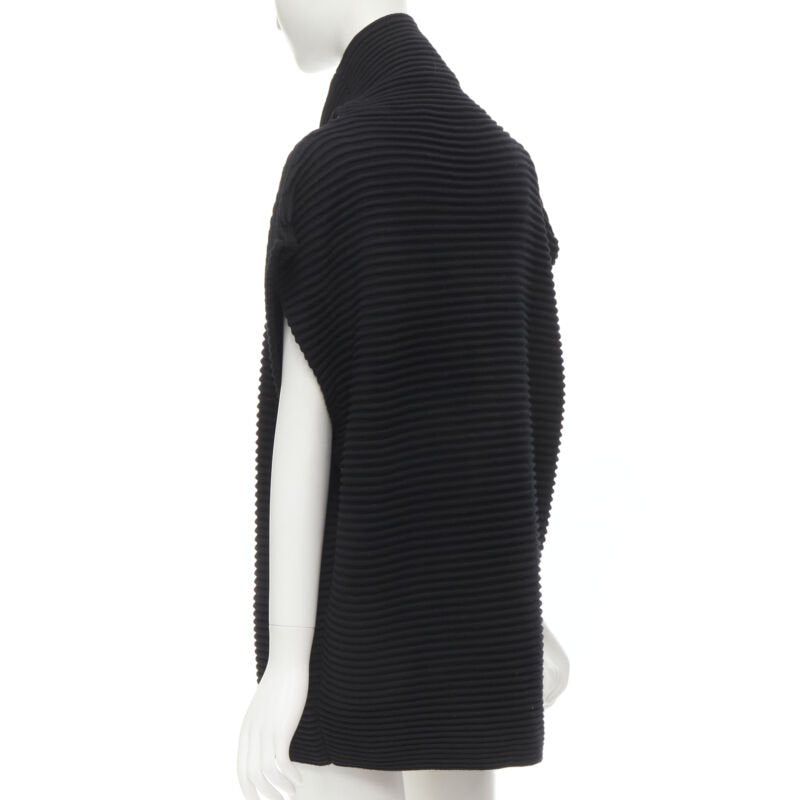 VVB VICTORIA BECKHAM 100% wool black ribbed cap sleeve popover sweater US2 S