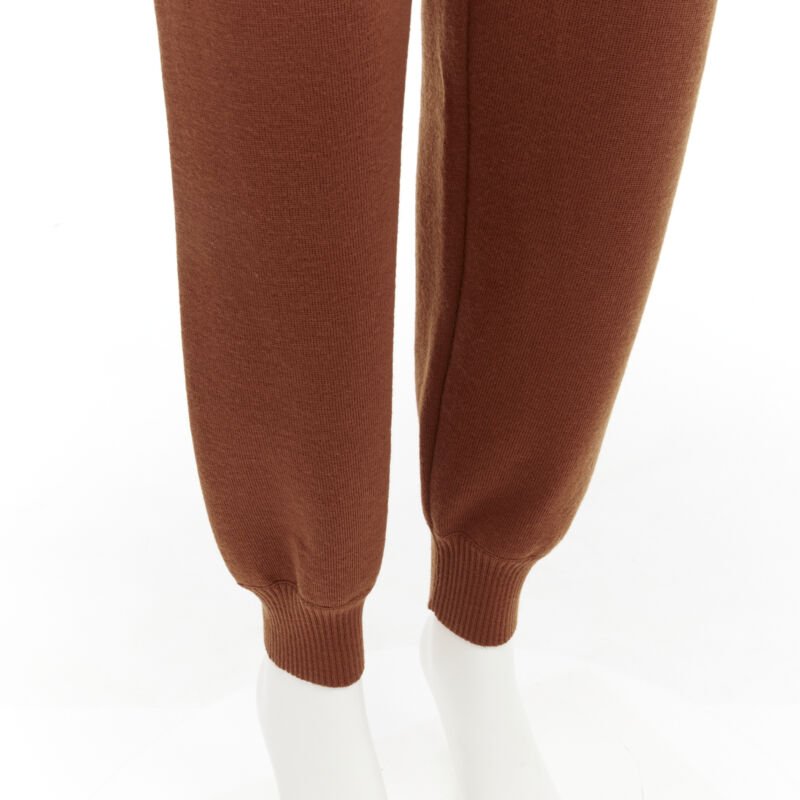 OSCAR DE LA RENTA 2019 100% virgin wool brown drawstring knitted jumpsuit S