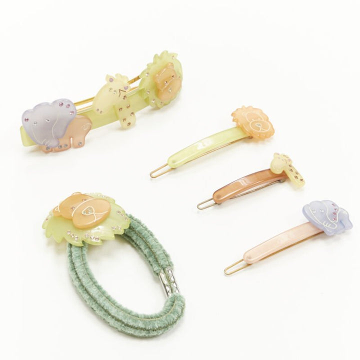 CHIC & MODE Alexandre Zouari Safari elephant giraffe lion hair clip tie