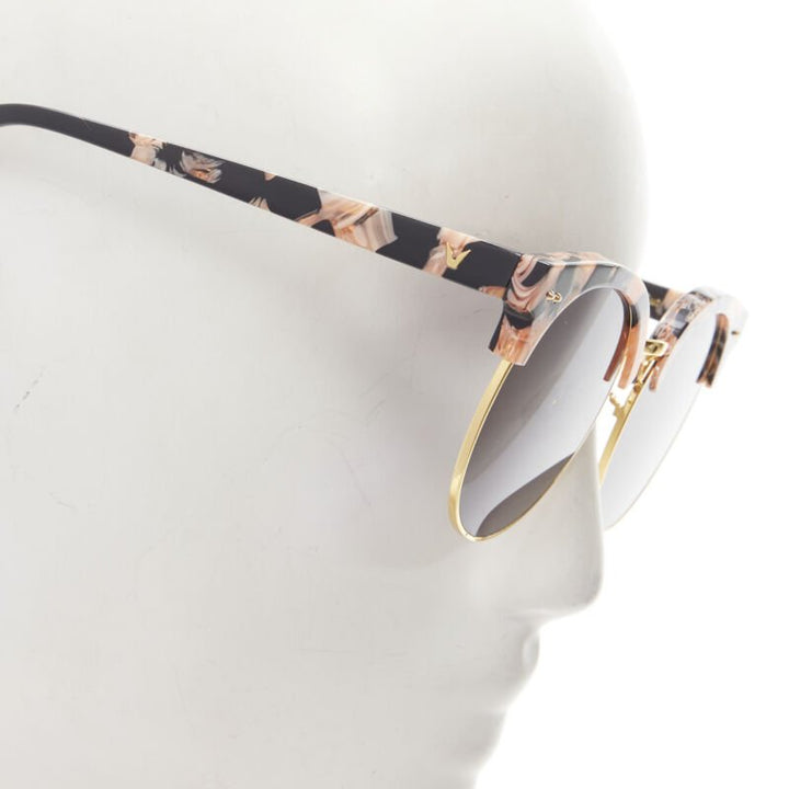 GENTLE MONSTER Moon Cut orange black acetate half frame sunglasses