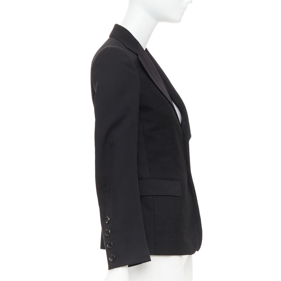 JUNYA WATANABE 2006 black wool contrast wide collar flap pocket blazer XS