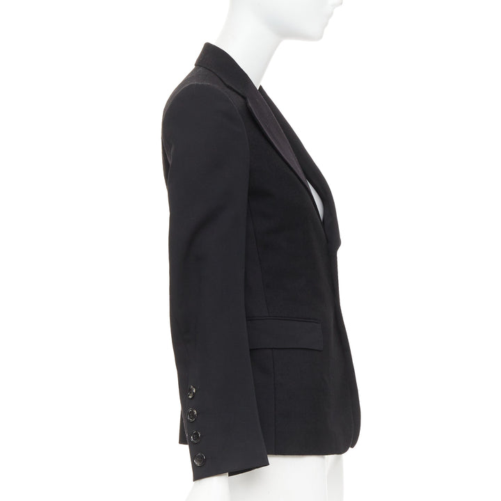 JUNYA WATANABE 2006 black wool contrast wide collar flap pocket blazer XS