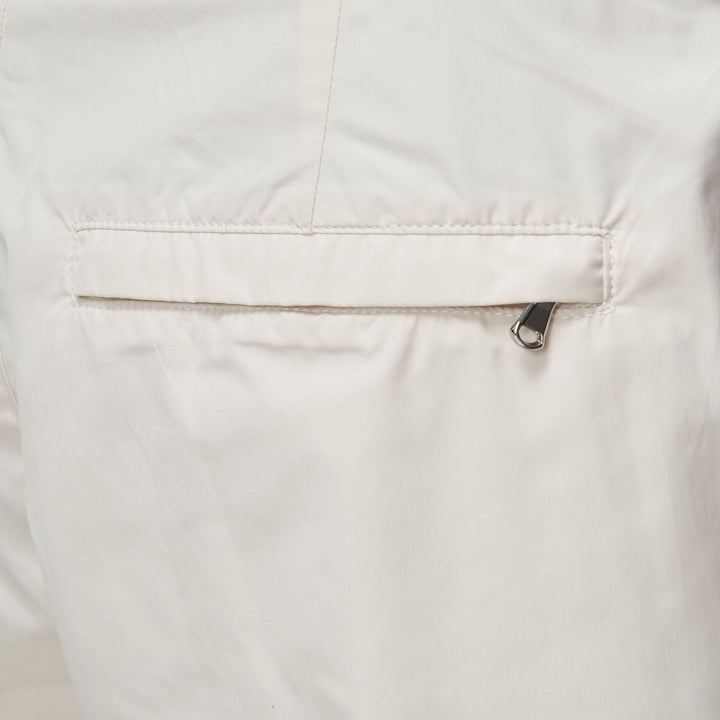 LA PERLA cream nylon silver buckle waist mesh lined safari shorts S