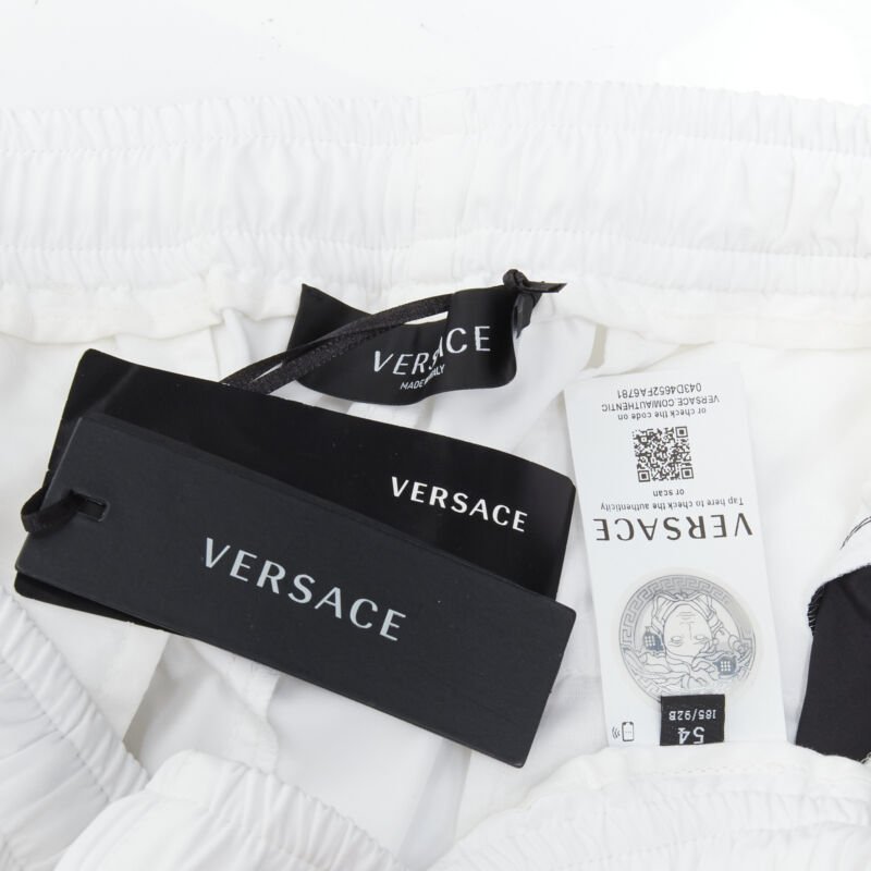 VERSACE Barocco Acanthus black gold baroque white nylon track pants IT54 XXL