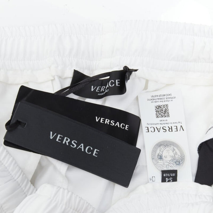 VERSACE Barocco Acanthus black gold baroque white nylon track pants IT54 XXL
