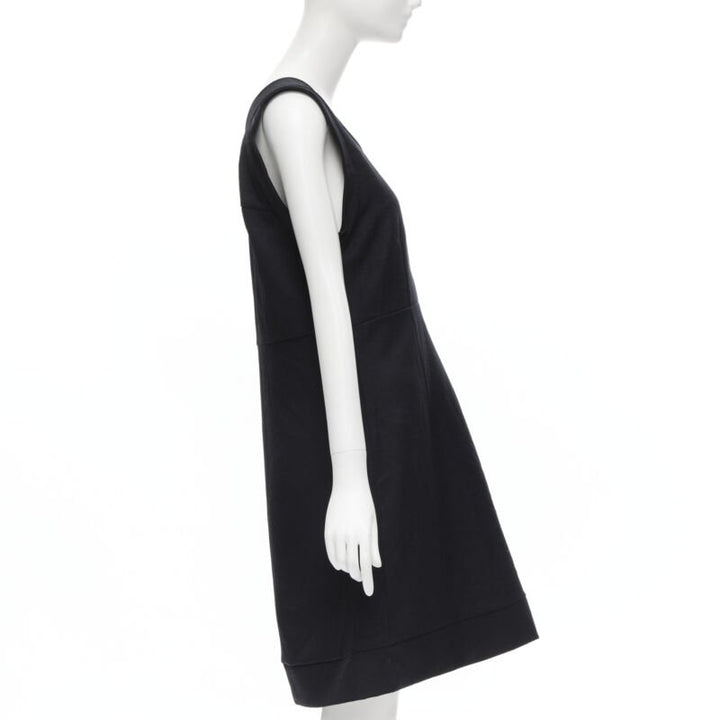 MARNI navy blue crinkled scoop neck boxy dress IT42 S