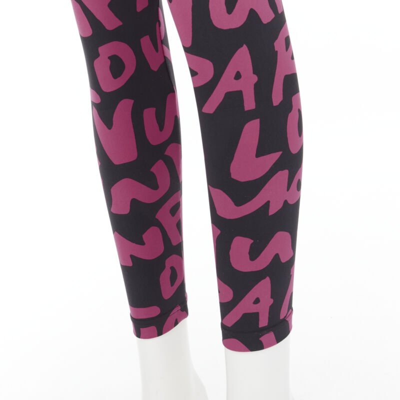 rare LOUIS VUITTON Stephen Sprouse Iconic Graffiti black neon pink legging XS