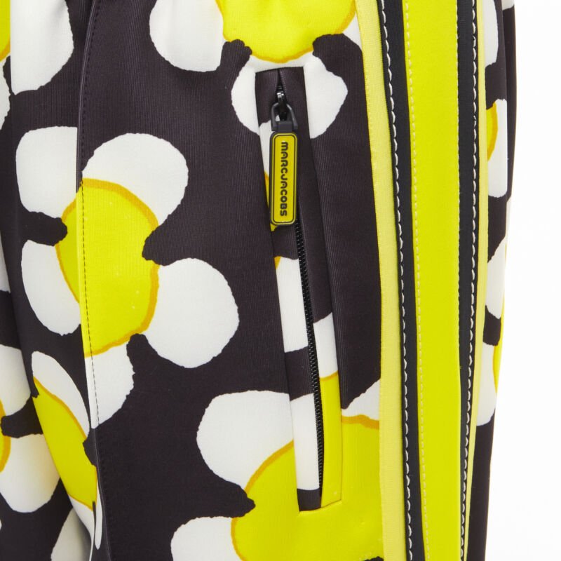 MARC JACOBS Daisy black white yellow side trim wide leg track pants US0 XS