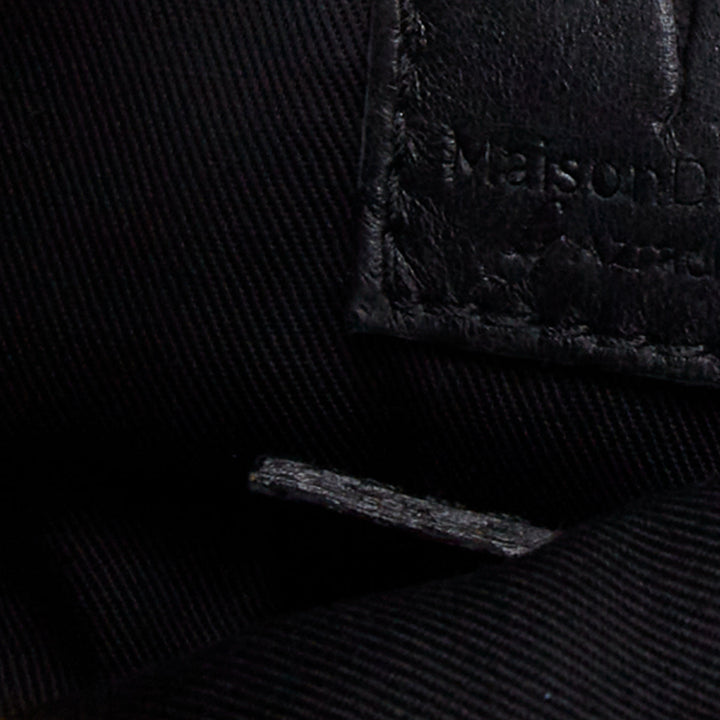 MAISON DU POSH black tonal stud silver spike leather studded envelop clutch bag