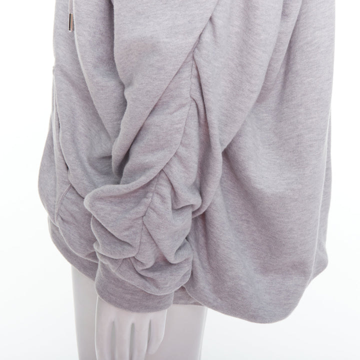 Y PROJECT grey cotton nude jersey lined gathered sleeves hoodie S