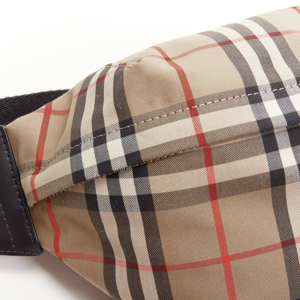 BURBERRY Econyl Signature House Check brown checkered zip bum bag crossbody