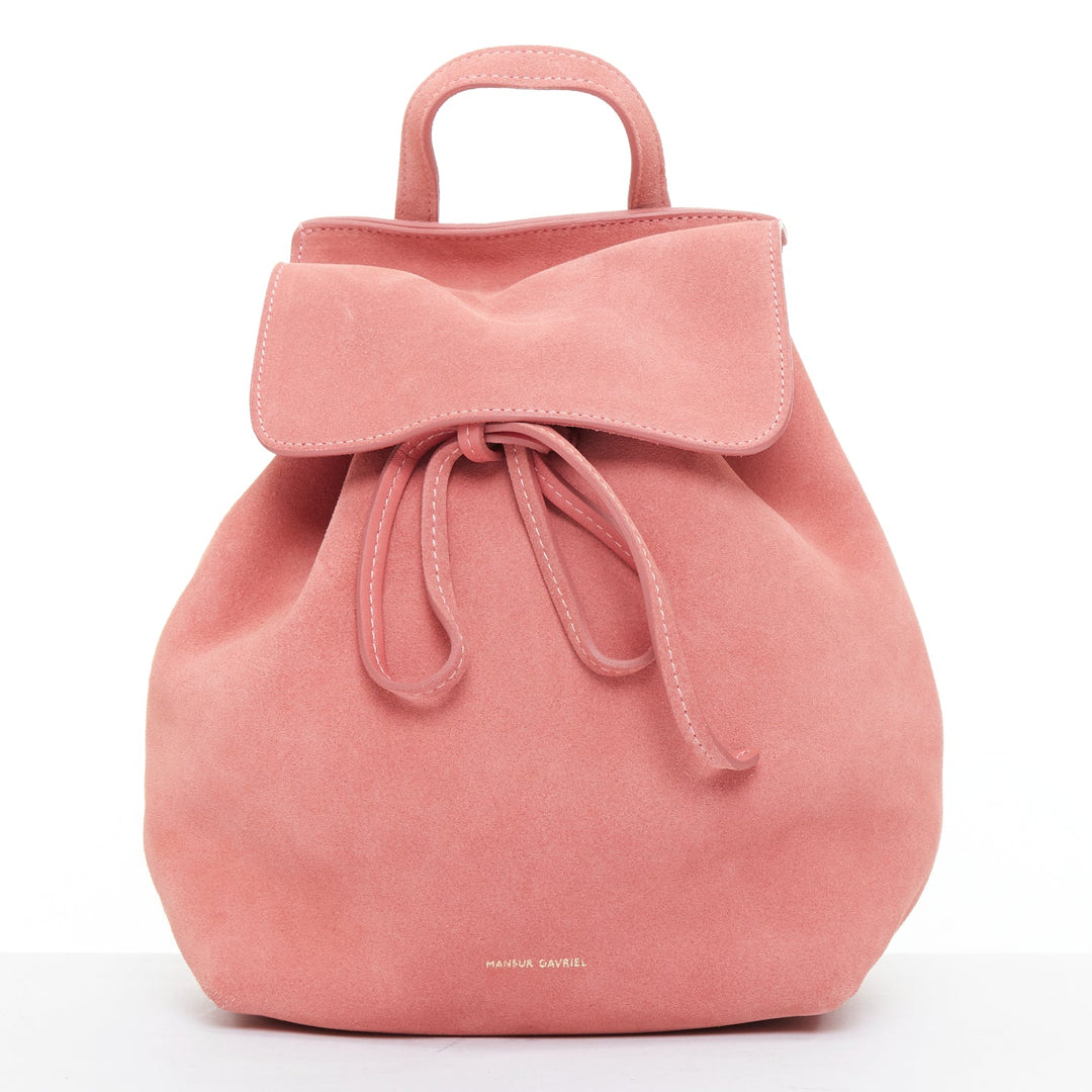 MANSUR GAVRIEL Suede Mini Backpack pink leather gold logo tie bag