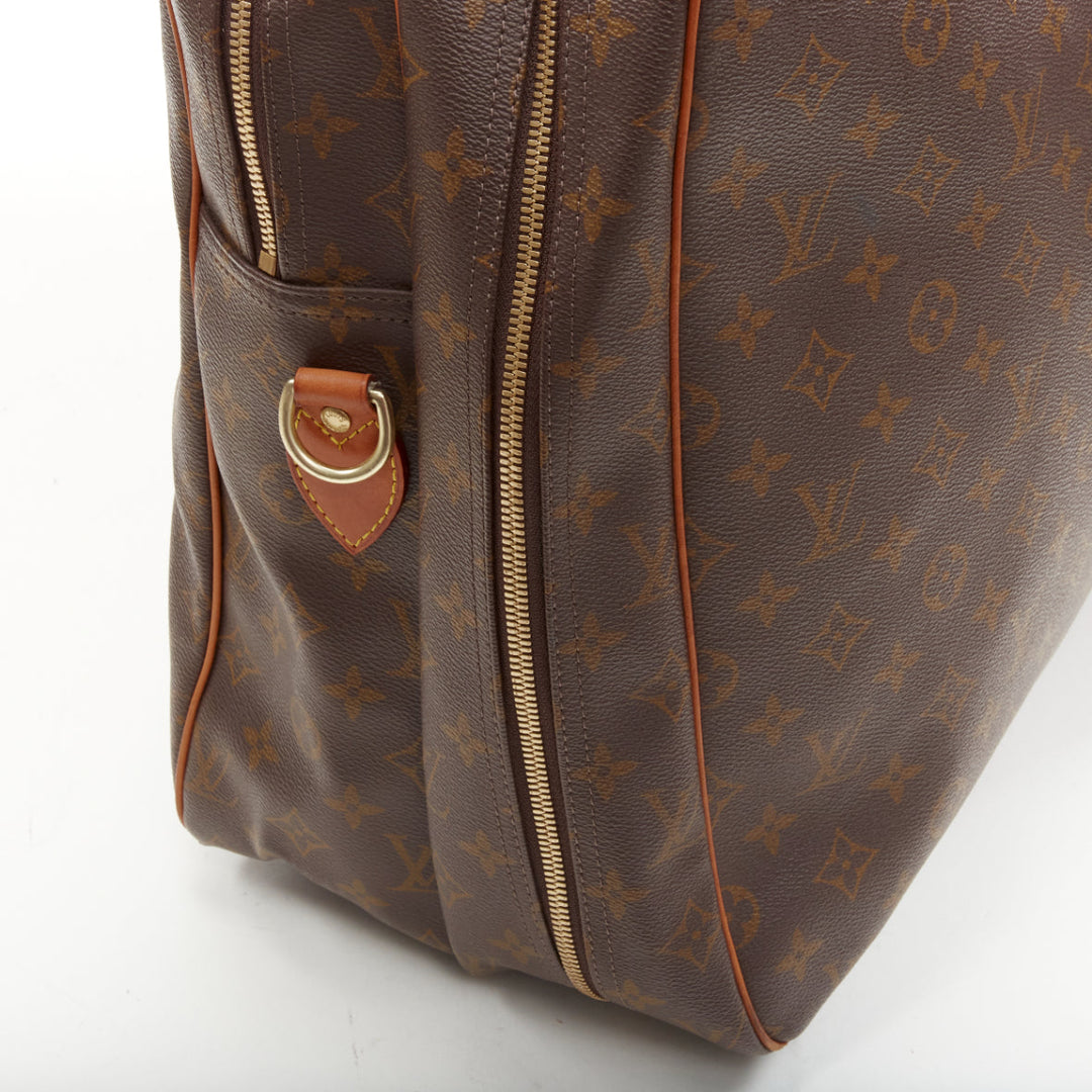 LOUIS VUITTON VIntage Alize brown monogram leather trim 2 compartment bag