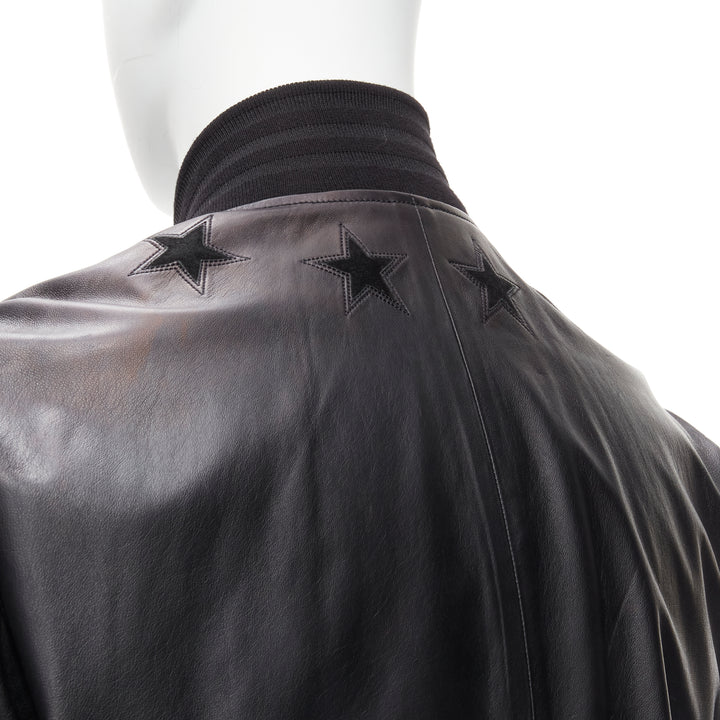 GIVENCHY Riccardo Tisci black signature stars lambskin leather bomber EU48 M