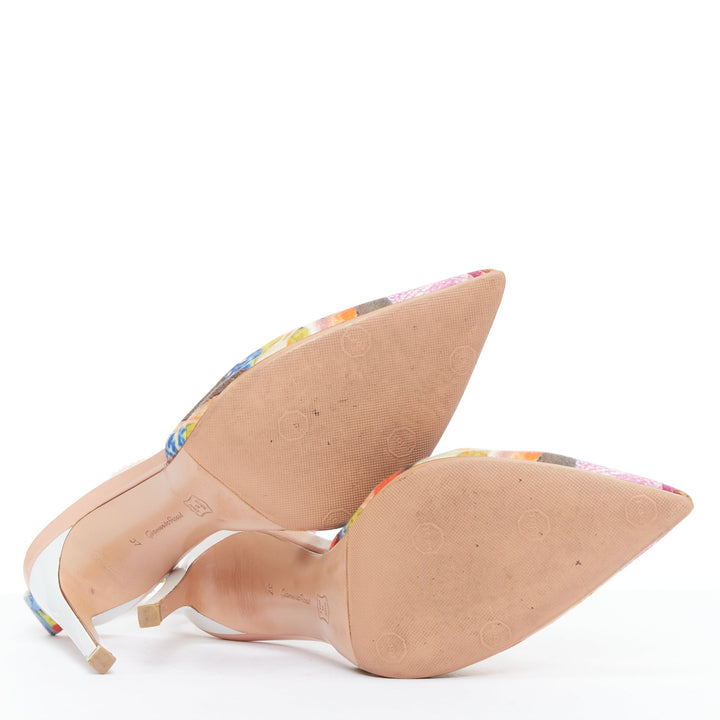 GIANVITO ROSSI ALTUZARRA multicolor floral fabric elastic cuff pumps EU37