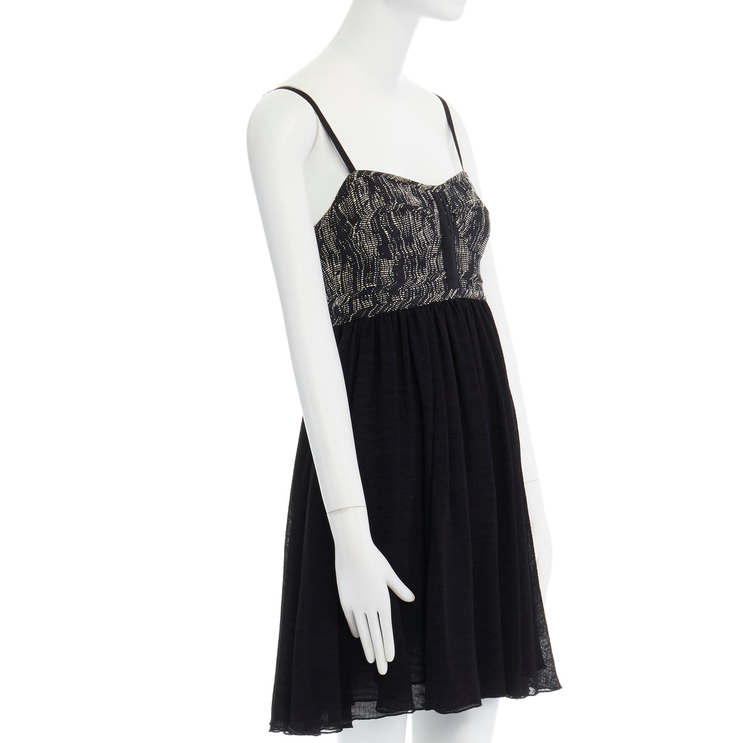 PROENZA SCHOULER grey tweed bust silk flounce skirt mini dress XS FR34 US2 UK6