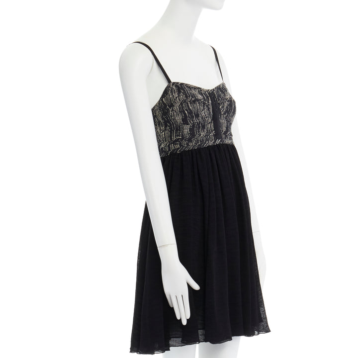 PROENZA SCHOULER grey tweed bust silk flounce skirt mini dress XS FR34 US2 UK6