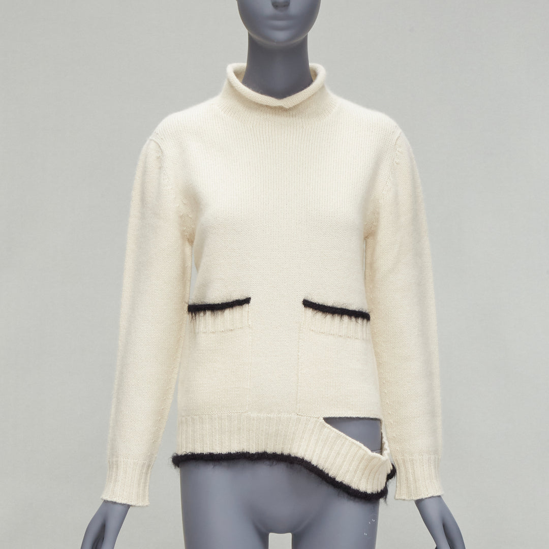 OLD CELINE PHOEBE PHILO cream cashmere mohair cutout turtleneck sweater M