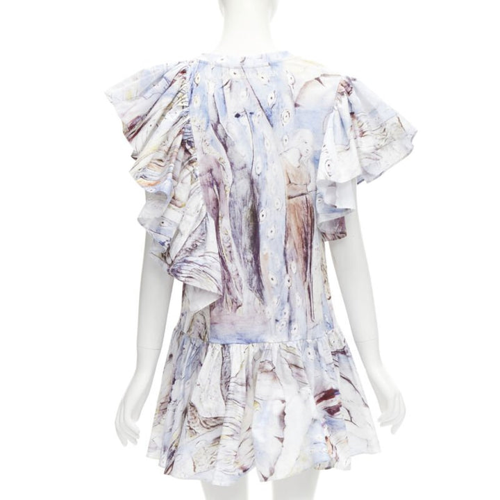 ALEXANDER MCQUEEN 2021 William Blake Dante ruffle frill mini dress IT38 M