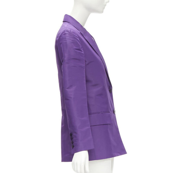 VALENTINO 2022 Runway purple 100% silk hidden waist drawstring blazer IT36 XS
