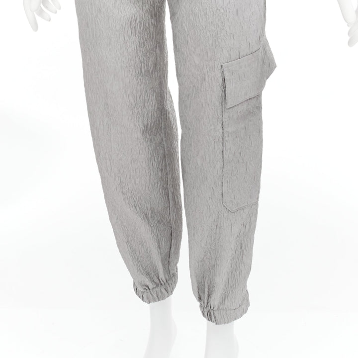CECILIE BAHNSEN Jackson grey matelasse cloque cargo track pants UK6 XS