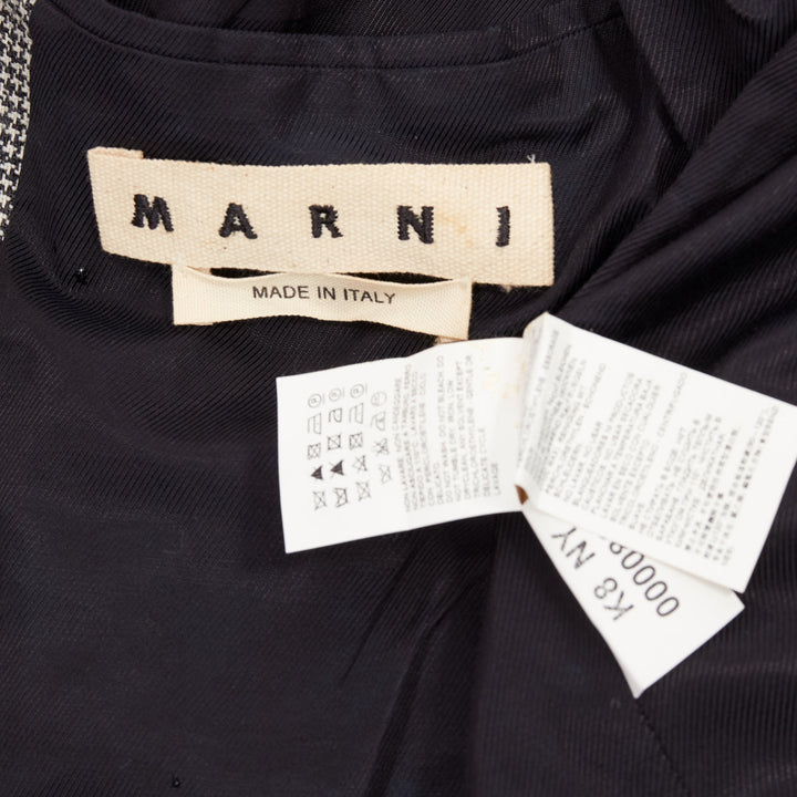MARNI grey houndstooth wool blend invisible placket longline coat IT48 M
