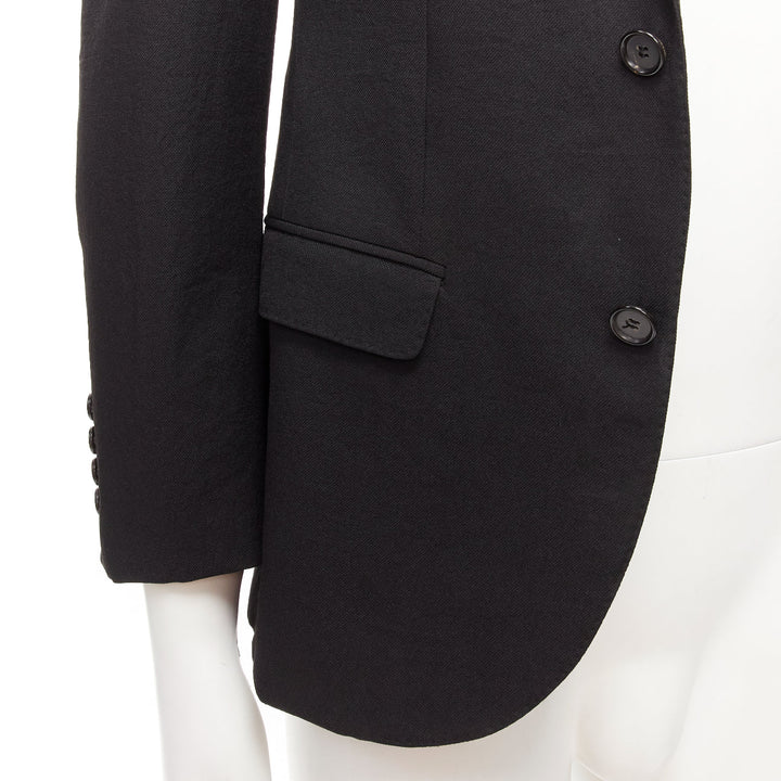 LANVIN black waffle low shine single breast minimal suit blazer EU44 XS