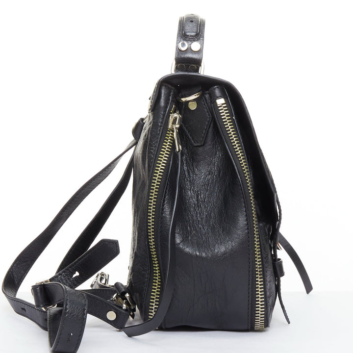 rare PROENZA SCHOULER PS1 black textured leather silver hardware small backpack