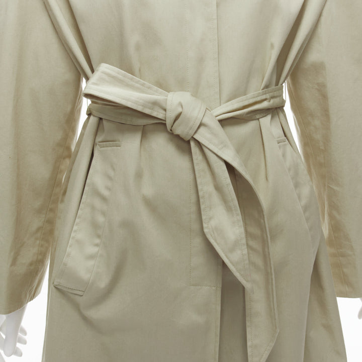 BALENCIAGA Demna 2017 Runway boxy oversized shoulder belted trench coat FR34 XS