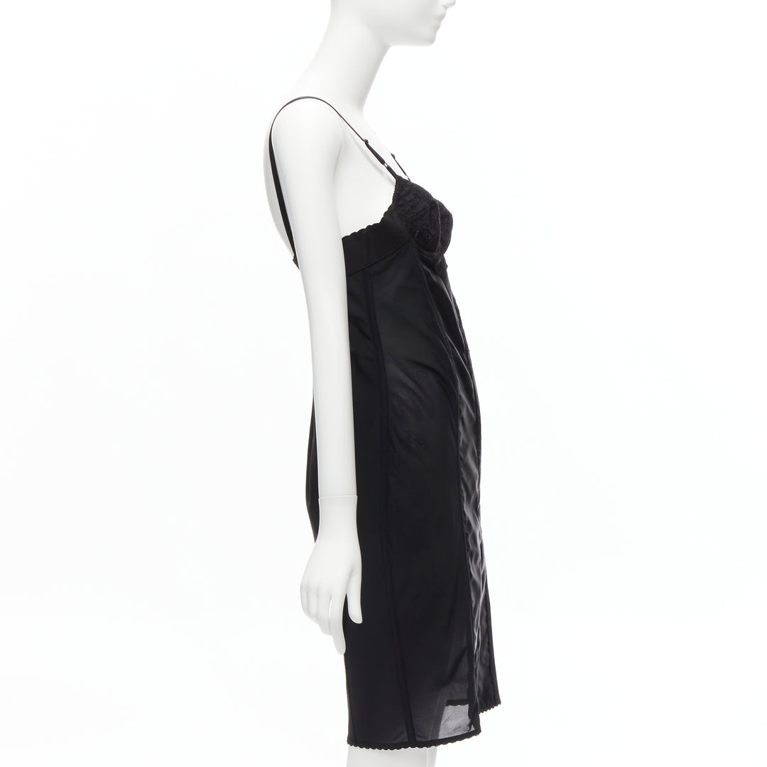 DOLCE GABBANA black lace bustier boned corset cocktail dress IT38 XS