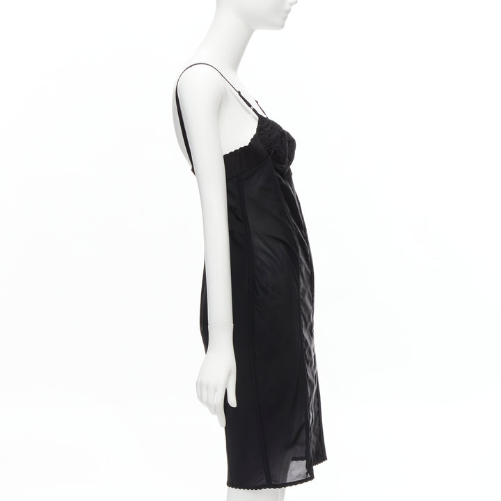 DOLCE GABBANA black lace bustier boned corset cocktail dress IT38 XS