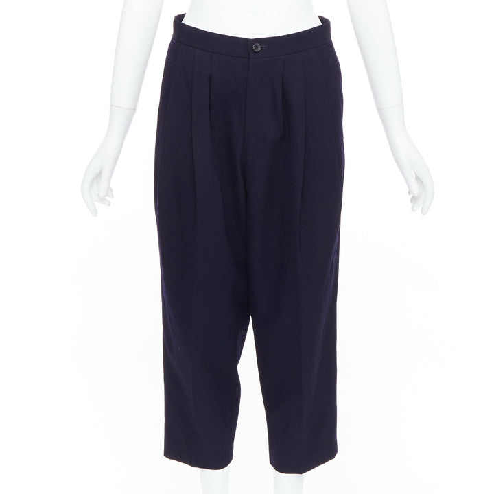 COMME DES GARCONS 2016 navy wool balloon cropped trousers S