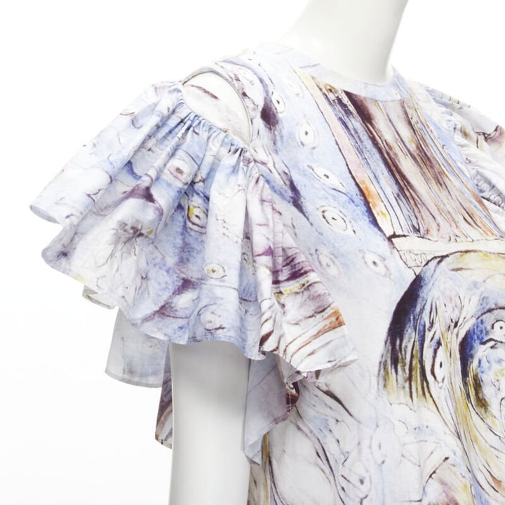 ALEXANDER MCQUEEN 2021 William Blake Dante ruffle frill mini dress IT38 M