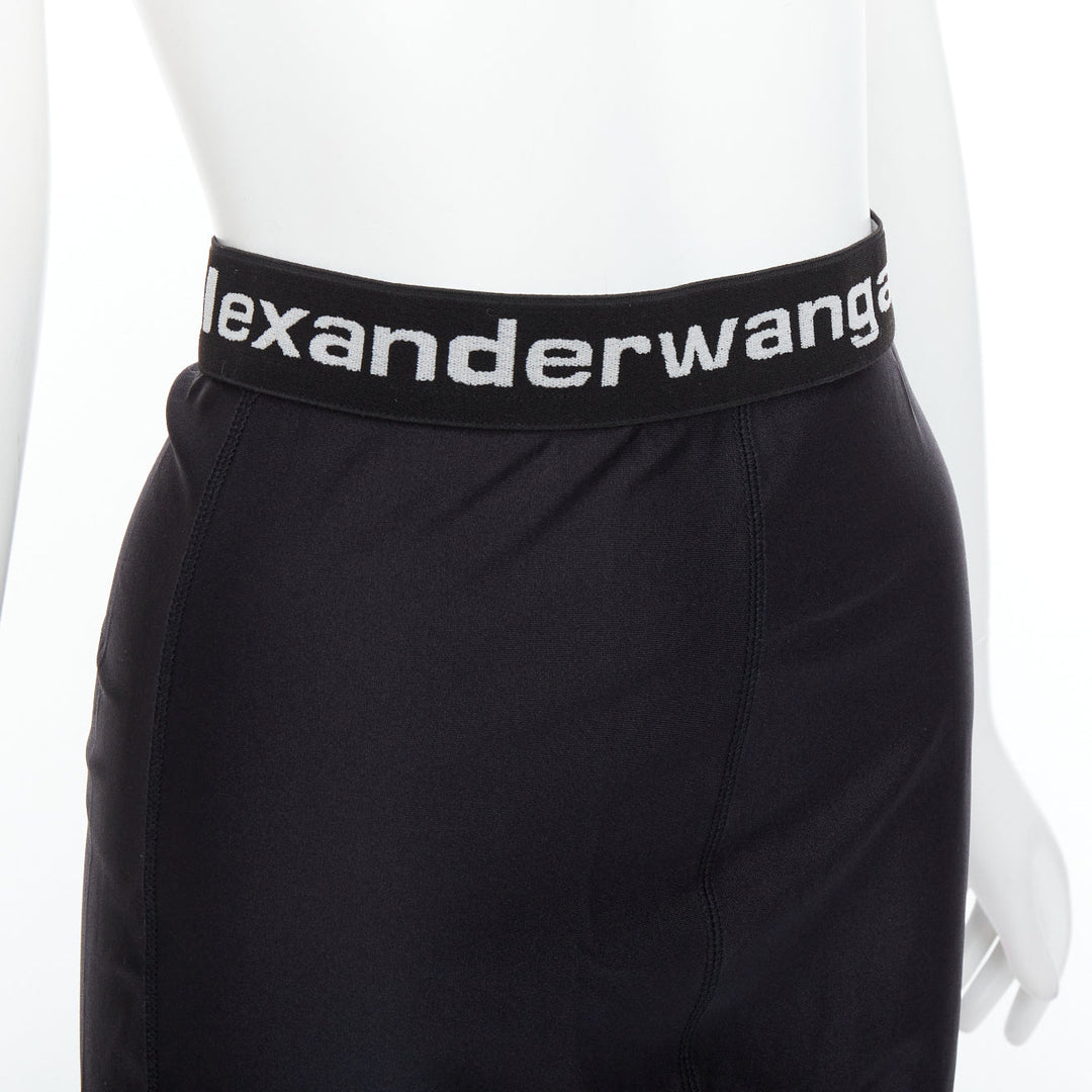 T ALEXANDER WANG black lace trim logo tape waistband mini skirt XS
