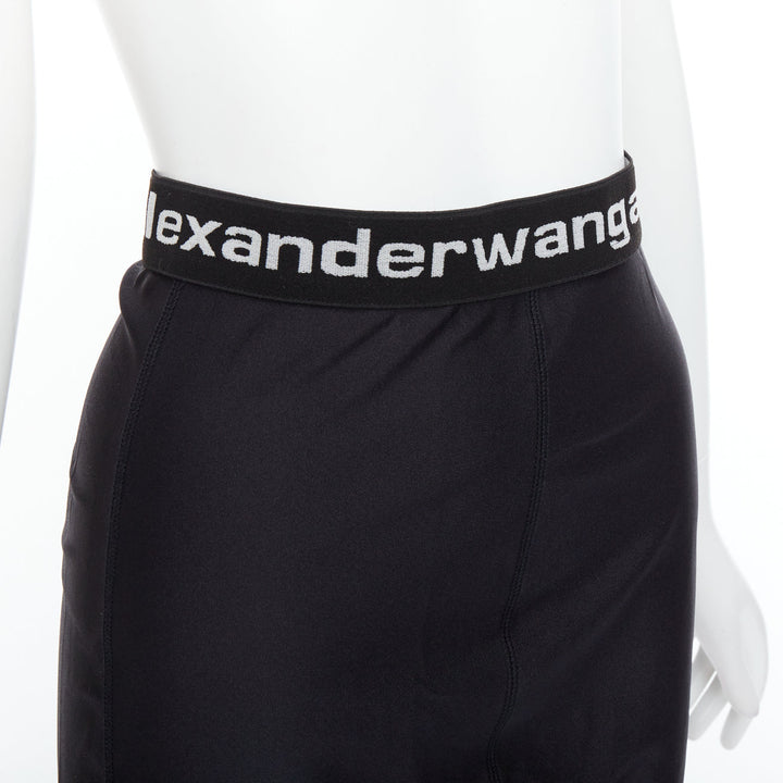 T ALEXANDER WANG black lace trim logo tape waistband mini skirt XS