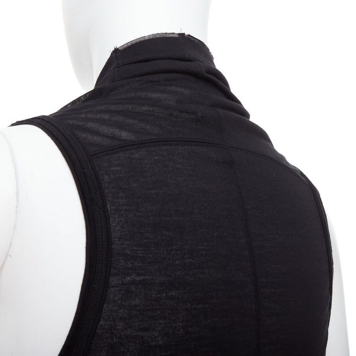 MA JULIUS 2014 black draped deep scoop neck layered tank top JP2 M