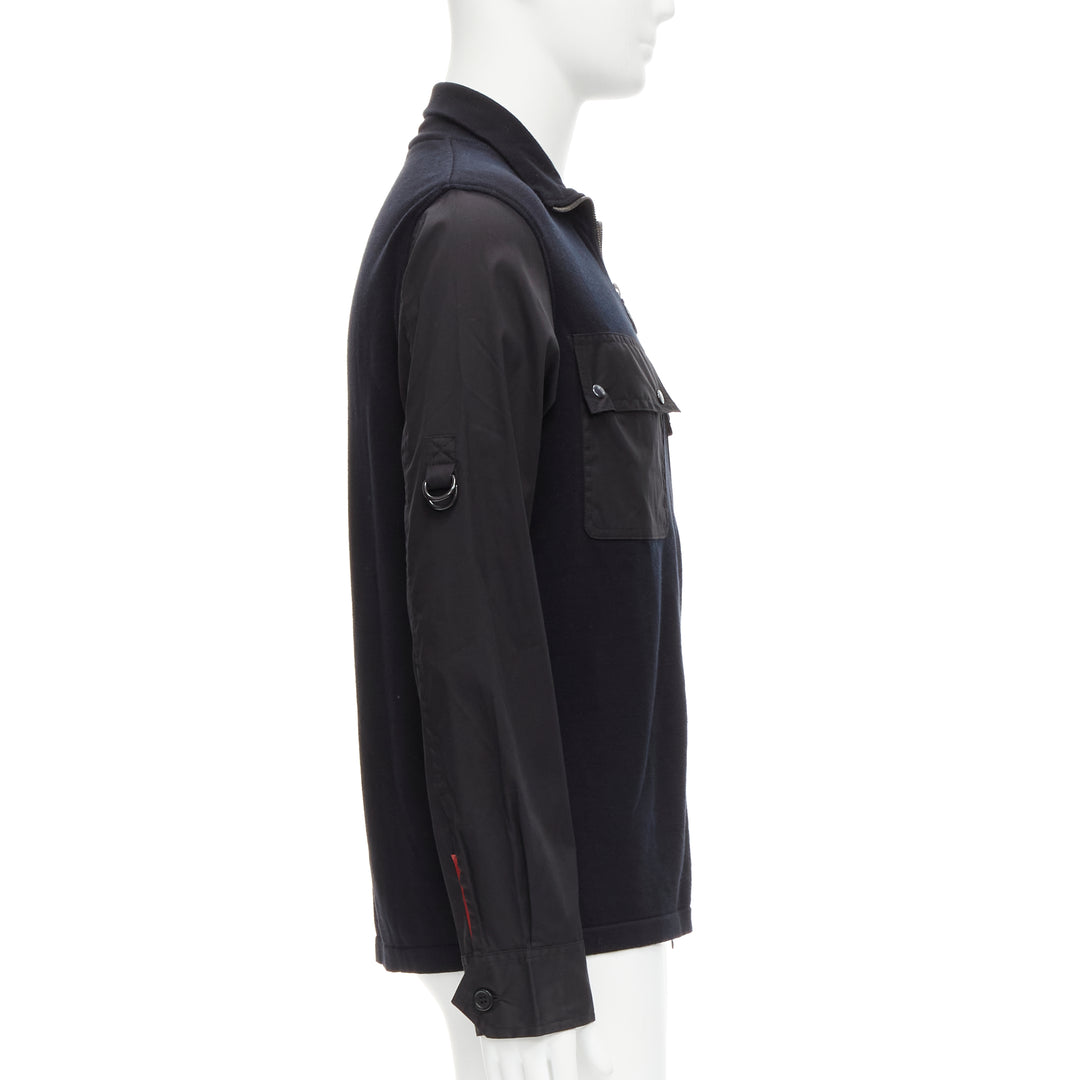 PRADA LINEA ROSSA black cotton utility pocket zip up  jacket IT50 L