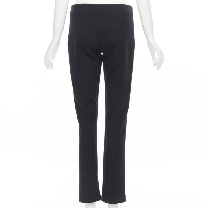 THE ROW black modal cotton dual gold zipper minimal legging pants XSXS