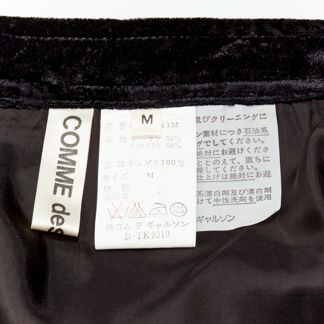 rare COMME DES GARCONS Vintage black crushed velvet teardrop crystals skirt M