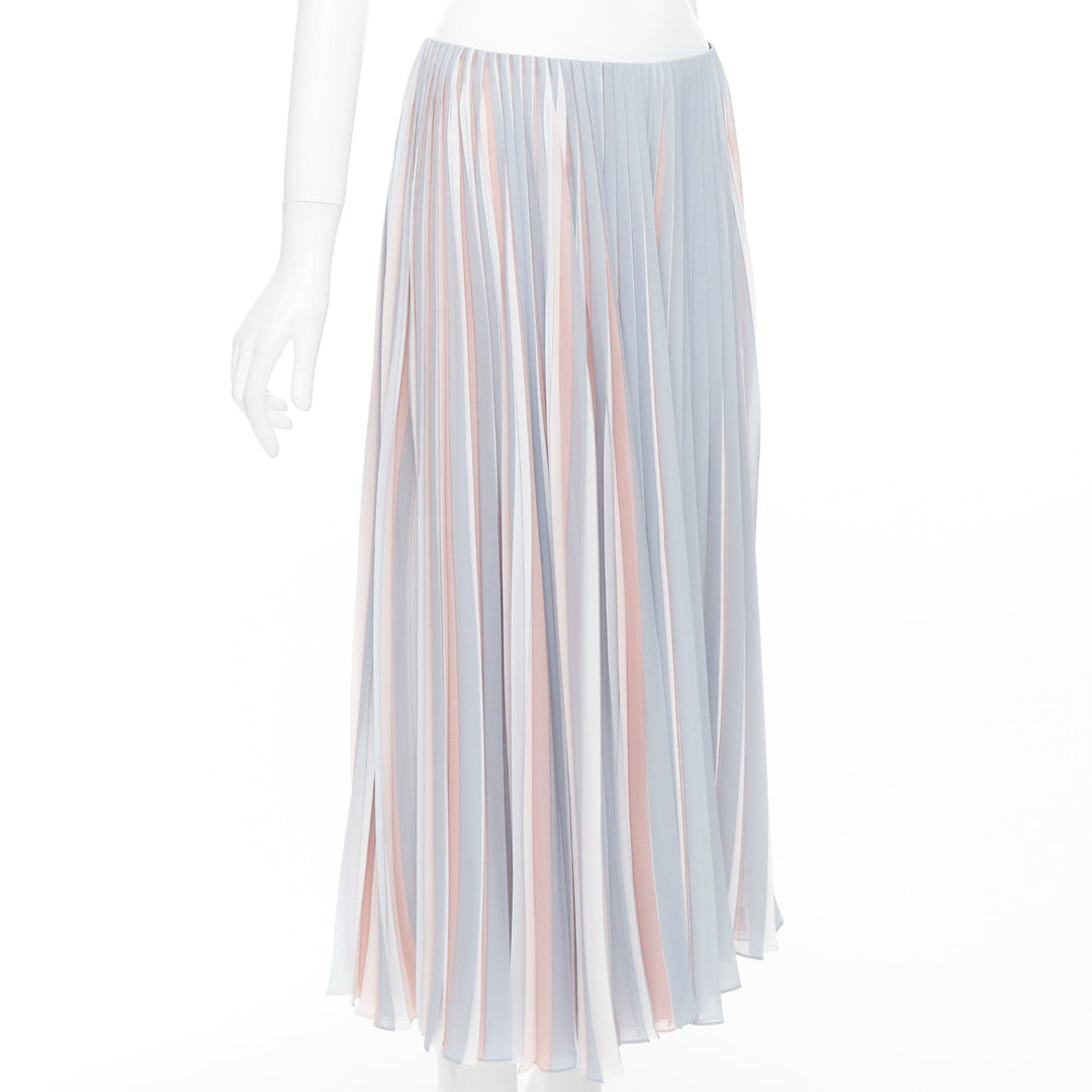 DIOR Fantaisie pink grey tricolor pleated midi skirt FR42 XL